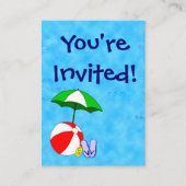 プールパーティービーチおもちゃ招待状名刺 エンクロージャーカード (正面)