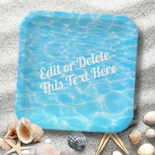 プールパーティービーチパーティーサマーパーティーブルーウォーター ペーパープレート