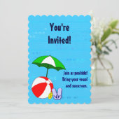 プールパーティービーチボーカスタムル招待状 招待状 (スタンド正面)