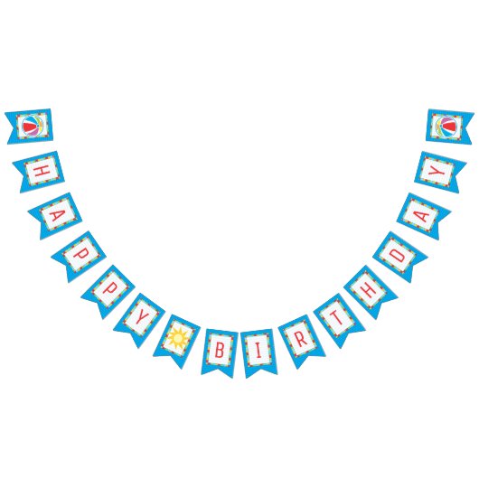 プールパーティービーチボール誕生日バンティング バンティングフラッグ (全)