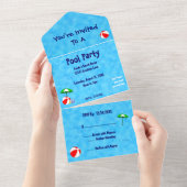 プールパーティービーチ玩具1つの招待状で編集可能 オールインワン招待状 (貼ってはがせる)