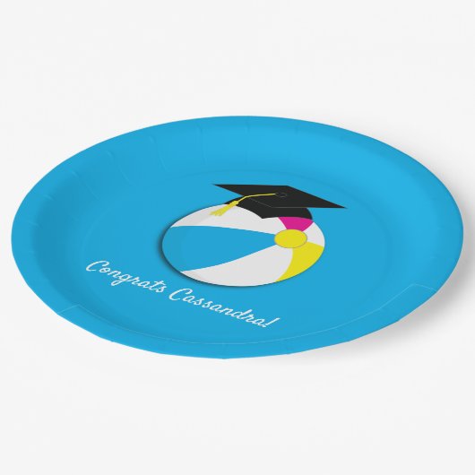 プールパーティービーチ球卒業パーティー ペーパープレート (アングル)