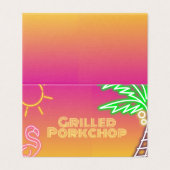 プールパーティーピンクイエローフードラベルテントカード (外部フラット)