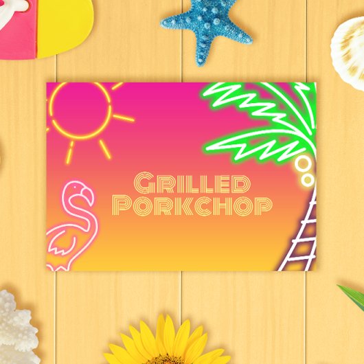 プールパーティーピンクイエローフードラベル テーブルナンバー