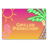 プールパーティーピンクイエローフードラベル テーブルナンバー (正面)