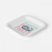 プールパーティーピンクターコイズカスタム ペーパープレート (傾斜あり)