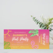 プールパーティーピンクネオンチケット 招待状 (スタンド正面)