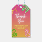 プールパーティーピンクネオンメッセージカード ギフトタグ (正面)