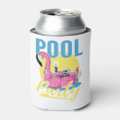 プールパーティーピンクフラミンゴスカル 缶クーラー (缶正面)
