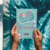 プールパーティーピンクプールフロートサマー誕生日 招待状