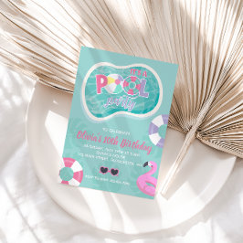 プールパーティーピンクプールフロートサマー誕生日 招待状