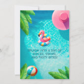 プールパーティーフラミンゴパラダイス誕生日 招待状 (裏面)