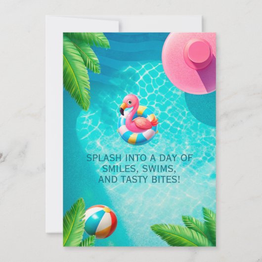 プールパーティーフラミンゴパラダイス誕生日 招待状 (裏面)