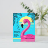 プールパーティーフラミンゴフロートレトロサマートロピカル インビテーションポストカード (スタンド正面)