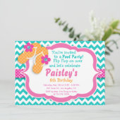 プールパーティーフリップフロップ誕生日パーティーの招待 招待状 (スタンド正面)