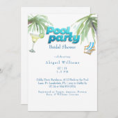プールパーティーブライダルシャワーマルガリータ 招待状 (正面/裏面)