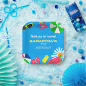 プールパーティーブライトブルーカラーサマー誕生日おもしろい ペーパープレート (パーティー)