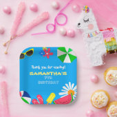 プールパーティーブライトブルーカラーサマー誕生日おもしろい ペーパープレート (パーティー)