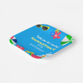 プールパーティーブライトブルーカラーサマー誕生日おもしろい ペーパープレート (傾斜あり)