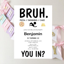 プールパーティーブラ誕生日招待状 招待状