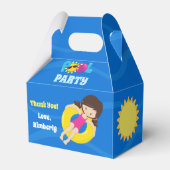 プールパーティーブルーウォーターカッコいいカスタム子供の誕生日 フェイバーボックス (正面サイド)