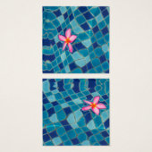 プールパーティーブルースピンクの花の浮きポップ・アートの色 (正面&裏面)