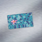 プールパーティーブルースピンクの花の浮きポップ・アートの色 マグネット名刺 (インサイチュ)