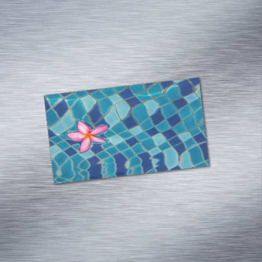 プールパーティーブルースピンクの花の浮きポップ・アートの色 マグネット名刺 (インサイチュ)