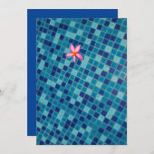 プールパーティーブルースピンクの花の浮きポップ・アートの色 招待状 (正面/裏面)