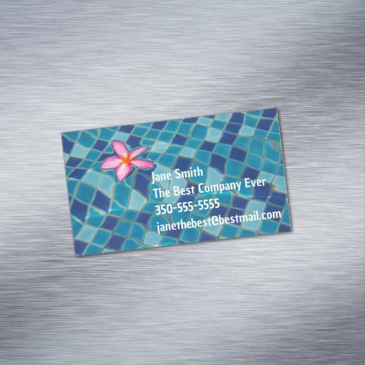 プールパーティーブルースピンクの花フローティングポップ・アートの色 マグネット名刺 (インサイチュ)