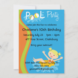 プールパーティーブロンド 招待状