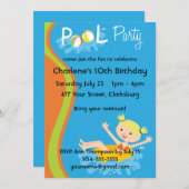 プールパーティーブロンド 招待状 (正面/裏面)