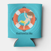 プールパーティーボーイスイミング子供の誕生日カスタム 缶クーラー (正面)