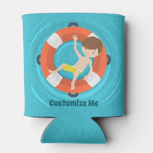 プールパーティーボーイスイミング子供の誕生日カスタム 缶クーラー (裏面)