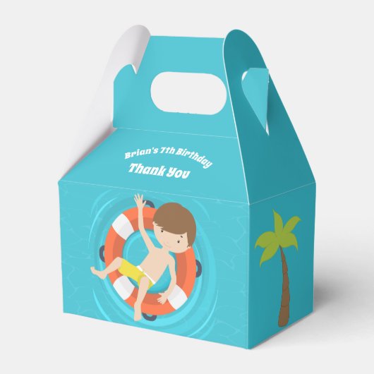 プールパーティーボーイスイミング子供の誕生日 フェイバーボックス (正面サイド)