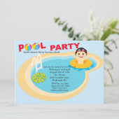 プールパーティーボーイズ誕生日招待状 招待状 (スタンド正面)