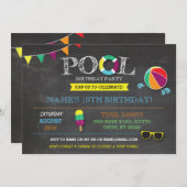 プールパーティーボーイズ/ガールズ誕生日ビーチサン招待状 招待状 (正面/裏面)