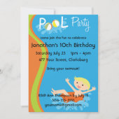 プールパーティーボーイブロンド 招待状 (正面)