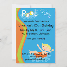 プールパーティーボーイブロンド 招待状