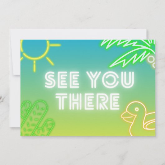 プールパーティーボーイ誕生日とフォト招待状 招待状 (裏面)