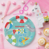 プールパーティーボーイ誕生日シャークフロート ペーパープレート (パーティー)