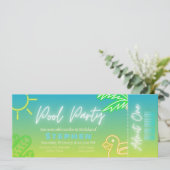 プールパーティーボーイ誕生日チケット 招待状 (スタンド正面)