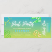 プールパーティーボーイ誕生日チケット 招待状 (正面)
