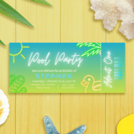 プールパーティーボーイ誕生日チケット 招待状