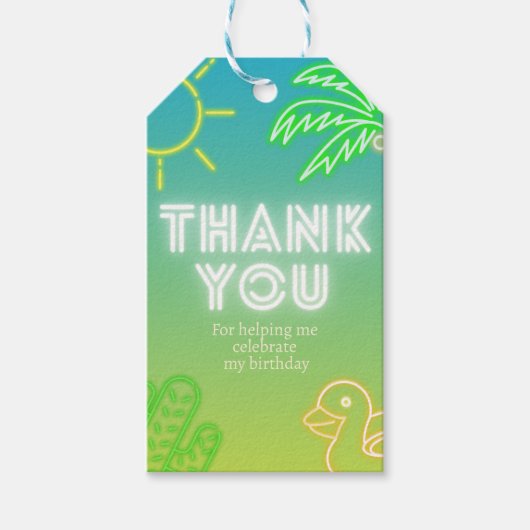 プールパーティーボーイ誕生日 ギフトタグ (正面)