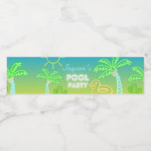 プールパーティーボーイ誕生日 ペットボトルラベル (シングルラベル)