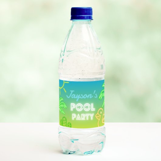 プールパーティーボーイ誕生日 ペットボトルラベル