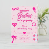 プールパーティーマリブピンクドールビーチ誕生日 招待状 (スタンド正面)