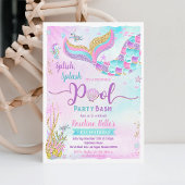 プールパーティーマーメイドアンダーザシー誕生日 招待状