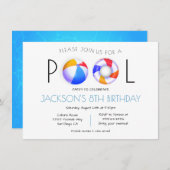プールパーティーミニマル招待状 招待状 (正面/裏面)